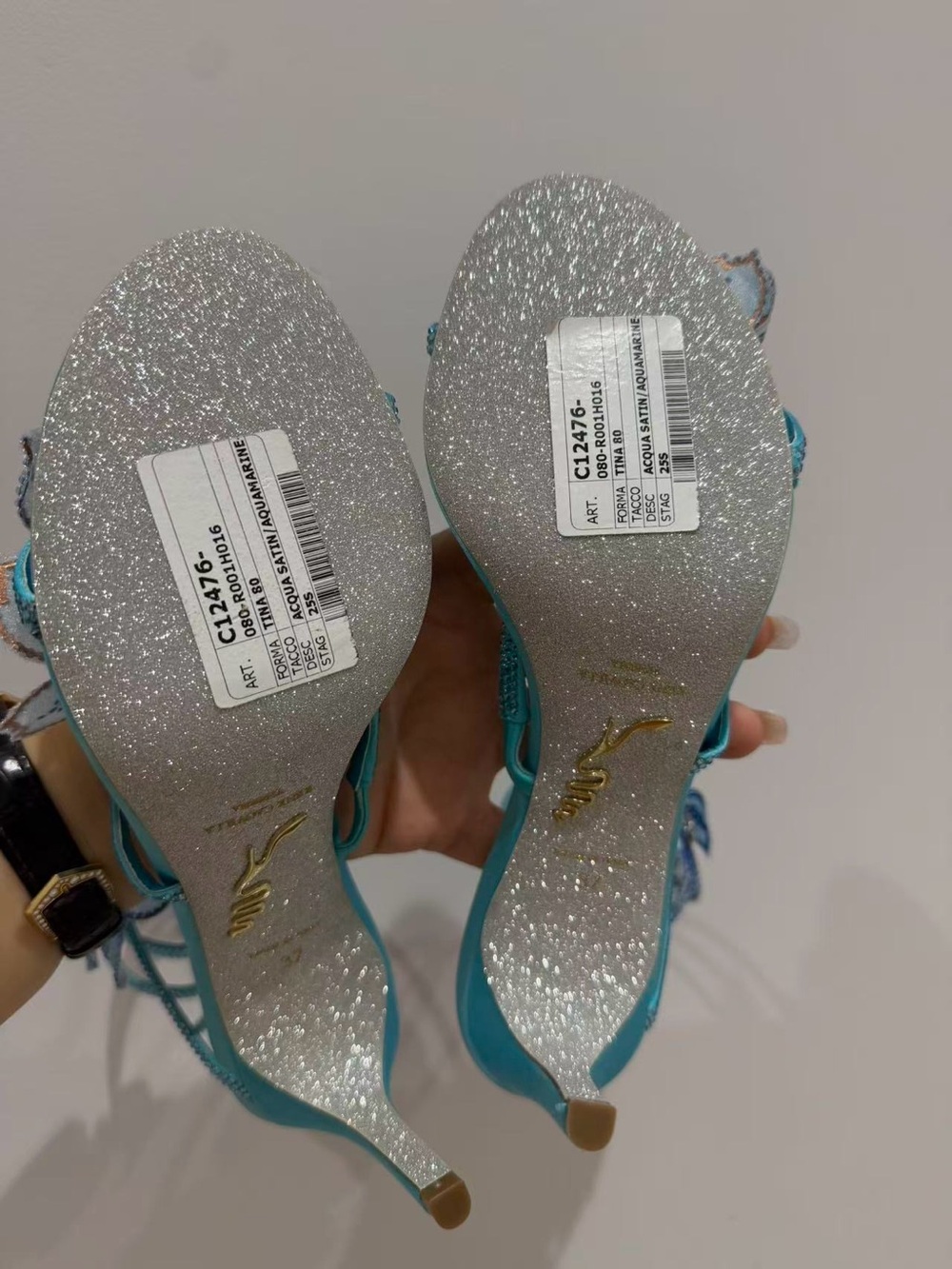 Rene caovilla Turquoise Floral Embellished Strappy Heels - Women - Picture 6 of 6